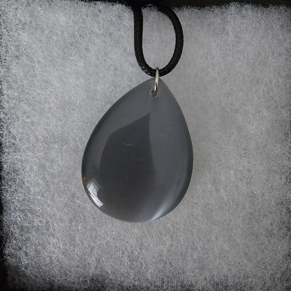 Elegant Gray Cats Eye Glass Pendant